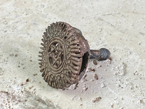 Made from a copper bronze alloy, these east Indian temple stamps are made via the lost wax method of casting and are called Chhapa stamps. They originate in Orissa and Bengali temples, India - ca. 1900.