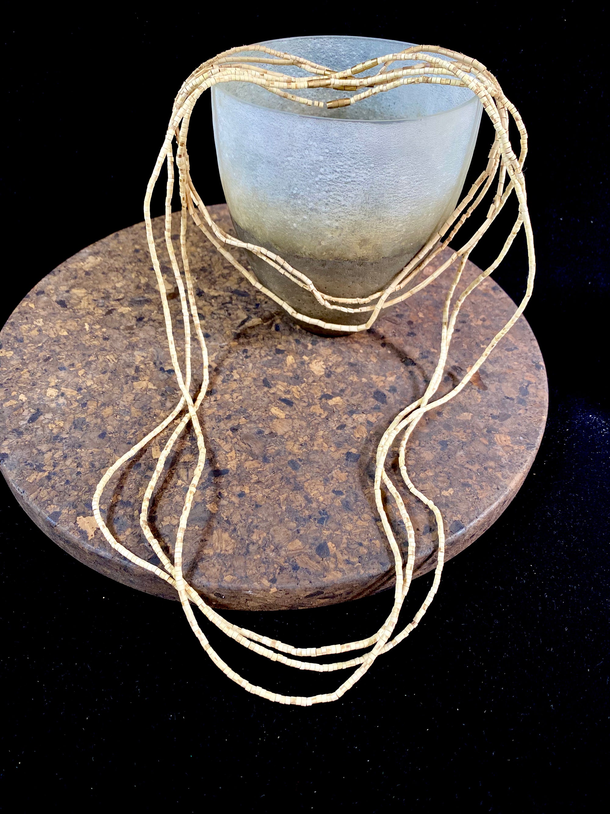 Women or men’s choker or longer necklace, made from natural tulsi wood. From India  Measurements: Short - Total length 43 cm, Long 88 cm