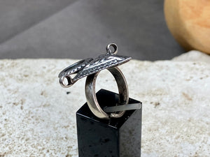 Stunning silver tribal ring from Rajasthan, India. High grade silver. Adjustable back so it will fit a number of finger sizes. Measurements: Ring face: 3.4 x 2.8 cm Size: Anywhere from size 6 to size 8, this ring is adjustable