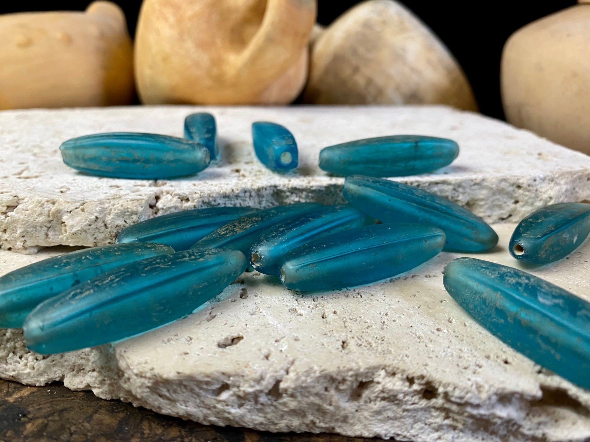Naga Blue Glass Bugle Beads