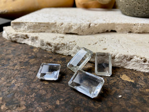 Natural rock crystals facet cut into gems of the highest quality and clarity. Approximately 1.5 - 2.5 cm length