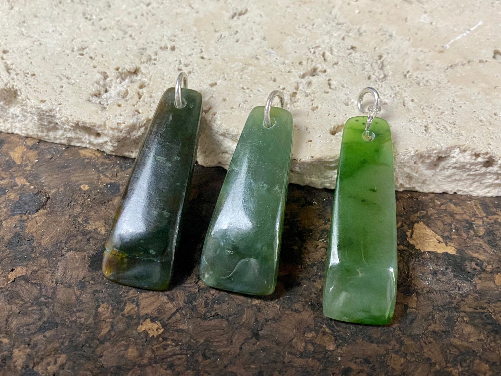 Stunning natural jade kuru pendants
