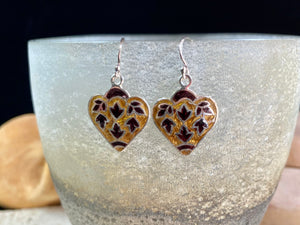 Beautiful hand crafted enamel and sterling silver dangle leaf shape earrings. Height including hook 3.5 cm