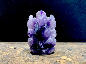 Hand carved from high quality, solid chunks of amethyst crystal, measurements: Large - 4.3 cm height, width at base 3 cm, Small - 3.7 cm height, width at base 2.6 cm