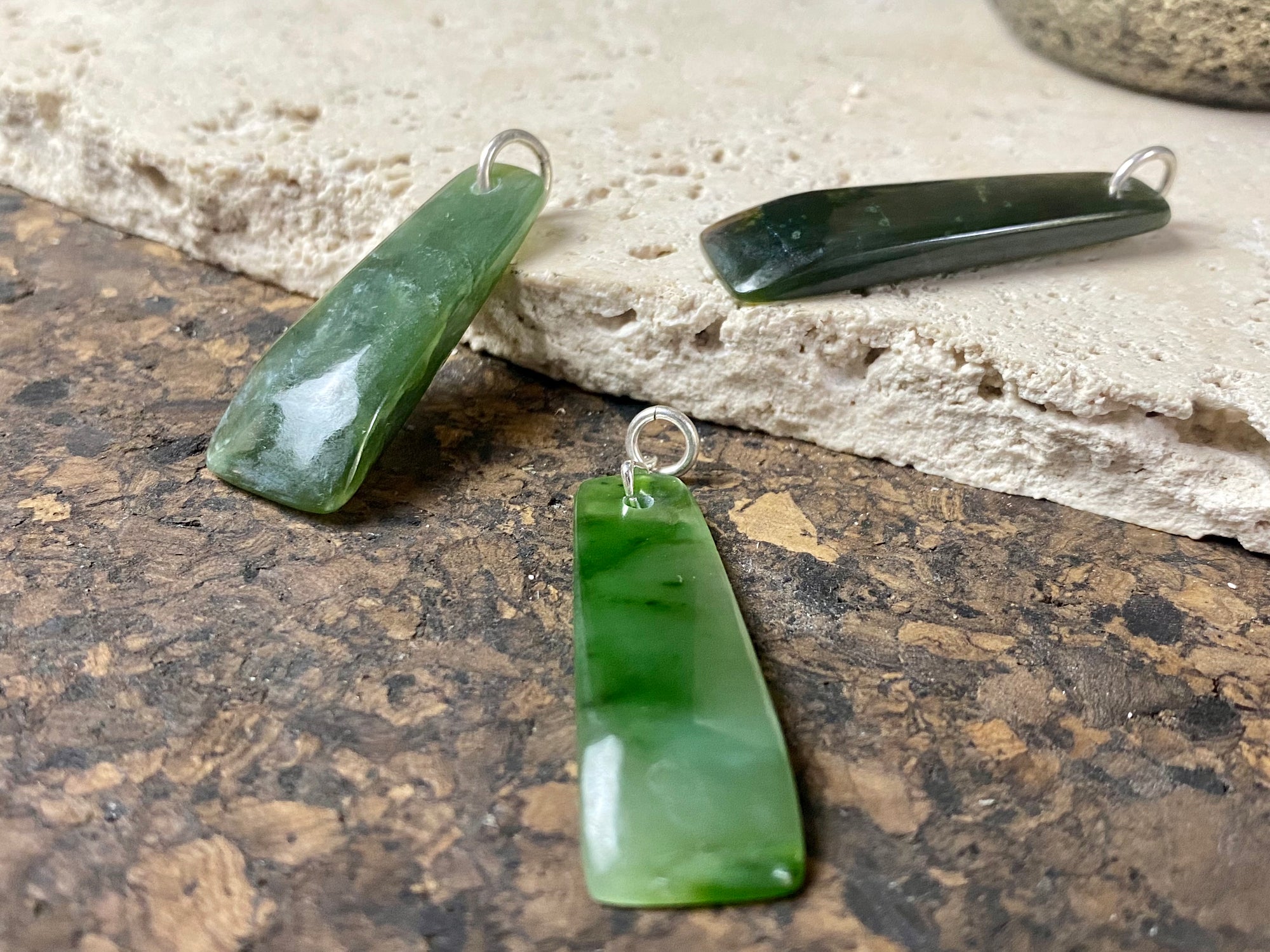 Stunning natural jade kuru pendants