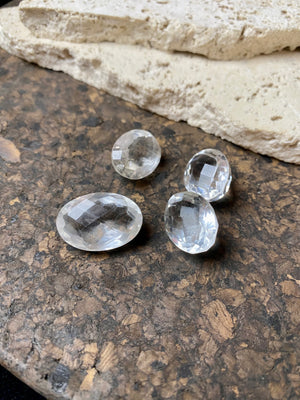 Natural rock crystals facet cut into gems of the highest quality and clarity. Approximately 1.5 - 2.5 cm length