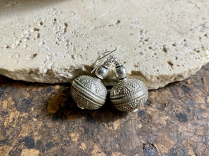 Get the look without the weight. Lightweight and easy to wear, these earrings are crafted from hollow-construction handmade vintage sterling silver beads and components.  Mid 20th century beads collected by Bernard Heaphy from northwest India.  Measurements: length 4 cm