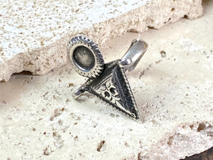 Stunning silver tribal ring from Rajasthan, India. High grade silver. Adjustable back so it will fit a number of finger sizes. Measurements: Ring face: 3.4 x 2.8 cm Size: Anywhere from size 6 to size 8, this ring is adjustable