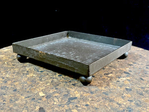 Black iron, footed candle trays