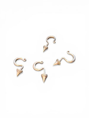 Old hill tribe silver cone or hook earrings, from the Hmong people of the Golden Triangle. Early 20th C. Silver. Measurements: Height approximately 2.5 cm