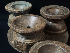 Antique Carved Wood Seeders As Candlesticks