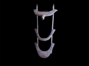 Antique camel saddle, Rajasthan, India. Early 20th century. Brass and Iron over hardwood.