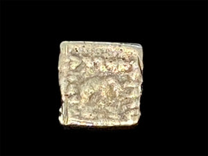 Indian square quadruple coin of Lysias Anikeitos, 130-125 BCE, AE (bronze), Herakles, holding club, Greek legend, Elephant, Kharoshthi legend. 19x17 mm, 7.49g