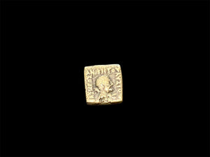 Indian square quadruple coin of Lysias Anikeitos, 130-125 BCE, AE (bronze), Herakles, holding club, Greek legend, Elephant, Kharoshthi legend. 20x18 mm, 7.26g