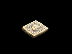 Indian square quadruple coin of Lysias Anikeitos, 130-125 BCE, AE (bronze), Herakles, holding club, Greek legend, Elephant, Kharoshthi legend. 20x18 mm, 7.26g