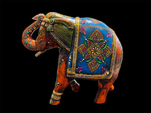 Our beautiful, bright painted elephants are full of happy character and are hand crafted in Rajasthan, India, from solid hard wood, then painted in intricate embossed detail. If you love elephants, you will love these.
Each elephant is individually painted in its own colours and pattern.
Measurements: height 21 cm, length 24 cm, depth 10 cm