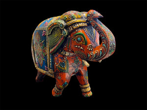 Our beautiful, bright painted elephants are full of happy character and are hand crafted in Rajasthan, India, from solid hard wood, then painted in intricate embossed detail. If you love elephants, you will love these.
Each elephant is individually painted in its own colours and pattern.
Measurements: height 21 cm, length 24 cm, depth 10 cm