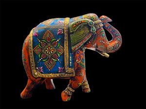 Our beautiful, bright painted elephants are full of happy character and are hand crafted in Rajasthan, India, from solid hard wood, then painted in intricate embossed detail. If you love elephants, you will love these.
Each elephant is individually painted in its own colours and pattern.
Measurements: height 21 cm, length 24 cm, depth 10 cm