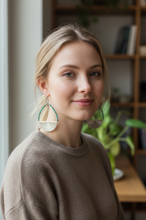 Heshi-cut Hubei turquoise and vintage silver. Sterling silver hooks. Our statement earrings are tribally inspired and very different. Length 8.5 cm, width 5 cm
