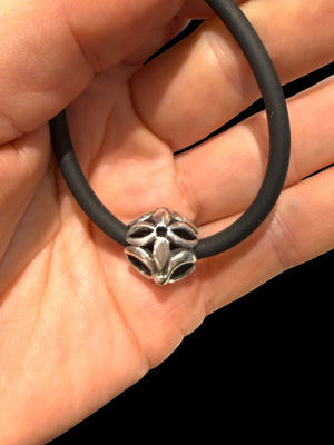 Handmade sterling silver bead - wear as a pendant or use in a jewellery making project and add to a bracelet or necklace. Diameter 2.5 cm. Weight over 8g.