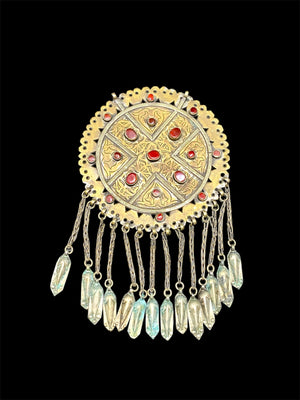 Large round shaped ornament (gonzuk). Tekke Turkoman, early 20th century. Height 23.5 cm