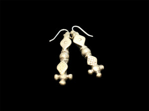 Matching Turkoman necklace pendants as earrings. Mid to late 19th century. Collected in Pakistan in the 1980's. Height 4.8 cm