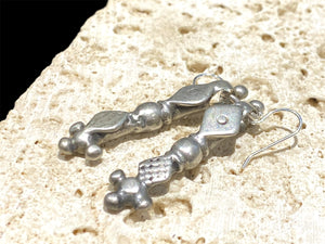 Matching Turkoman necklace pendants as earrings. Mid to late 19th century. Collected in Pakistan in the 1980's. Height 4.8 cm