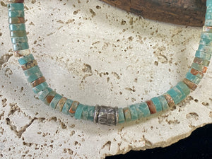 Amazonite And Antique Silver Necklace