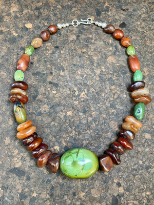 Antique Carnelian And Tibetan Turquoise Necklace