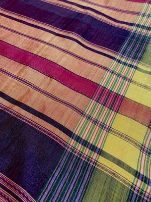 Rare classic example of a balanced tabby-weave silk shawl from Turkmenistan. Silk, terminating in fringed ends. This shawl is new, but was collected by my father in the 1990's and to our knowledge is an heirloom piece, woven in the early 20th century. In superb condition. 373 x 82 cm, not including fringes.
