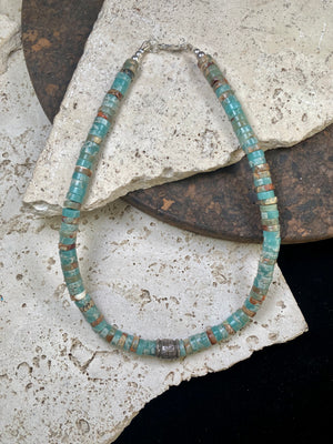Amazonite And Antique Silver Necklace