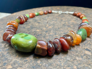 Antique Carnelian And Tibetan Turquoise Necklace