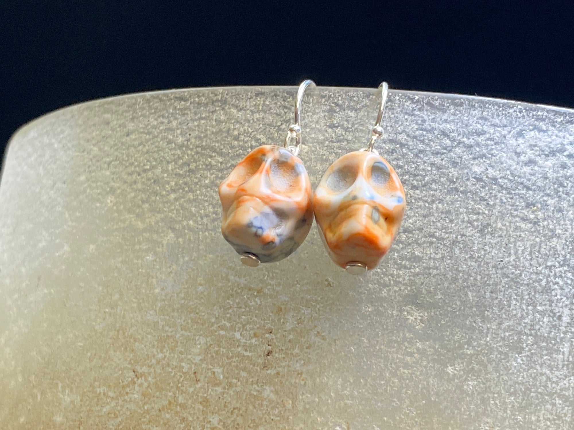 Jasper Skull Earrings