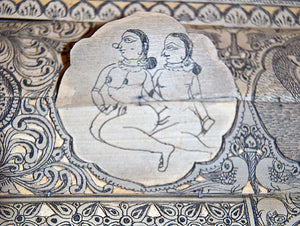 Krishna and Karma Sutra Palm Leaf Panel