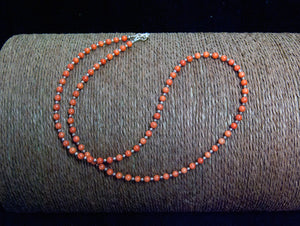 fine red coral bead necklace finished with sterling silver