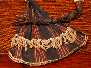 Bontoc woman’s belt (akusan). Cloth, shell, bone. Early 20th century. Bontoc people, Bontoc region, Philippines. Length 91 cm, length of longest shell 6.5 cm