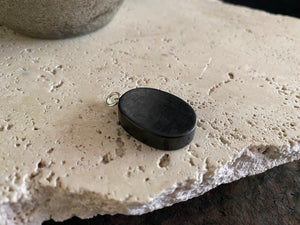 Shungite and silver oval or teardop pendants