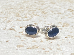 Sapphire silver ear studs