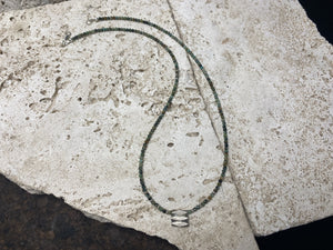 Very fine stone women or mens necklace made from tiny Ethiopian opal beads, highlighted with Karen silver "eye beads" and tribal pendant. The effect is simple, understated and stunning. Finished with sterling silver findings and clasp. A unisex necklace. Length 46.5 cm (18.35")