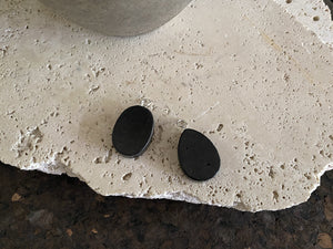 Shungite and silver oval or teardop pendants