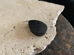 Shungite and silver oval or teardop pendants