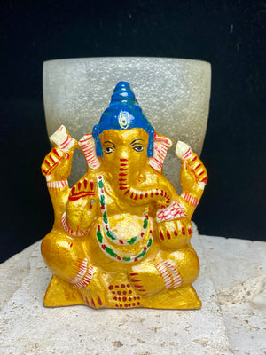 Bright painted Ganesh statues. Measurements: 11cm height (4.3 inches)