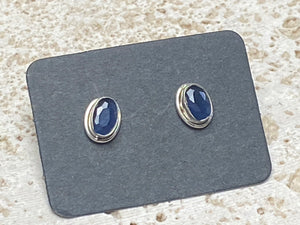 Sapphire silver ear studs