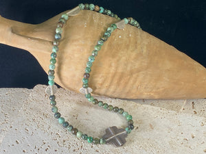 African Turquoise And Southwest Silver Necklace