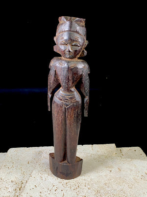 Carved hardwood Gangaur statue, southern Rajasthan, India. Late 19th century. Length 23 cm