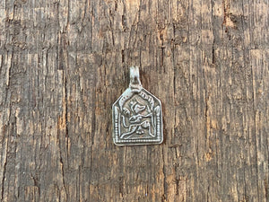 Antique silver amulets representing the Hindu god Hanuman, traditionally worn for protection and good luck. Originating in southern India, and dating from the early 19th - early 20th century. All vary between 1.4 and 1.7 cm in width