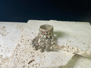 Waziri Tribal Ring, set with a fringe of chimes designed to produce a musical sound when shaken. These large rings are generally worn on the thumb