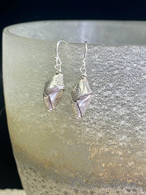 Karen Hill Tribe Silver Earrings - Palm Leaf