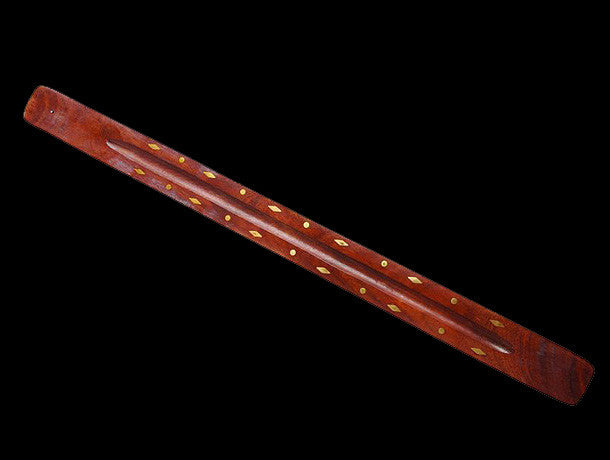 Extra long incense ash catcher, sized at 47 cm and perfect for even your long incense sticks. Wood with brass detailing