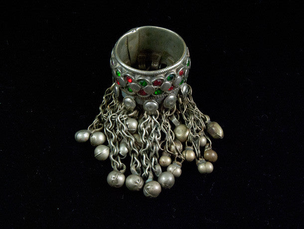 Waziri Tribal Ring, set with a fringe of chimes designed to produce a musical sound when shaken. These large rings are generally worn on the thumb